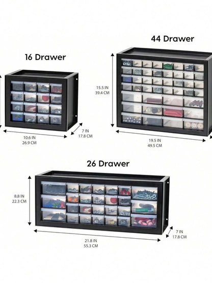 Screw Organizer, Hardware Storage Organizer, 24 Drawer Parts Cabinet, Plastic Drawer Storage For Hardware Crafts, Small Parts, Nuts, Bolts, Tool Organizer Storage, Scrapbook Art Hobby - Black